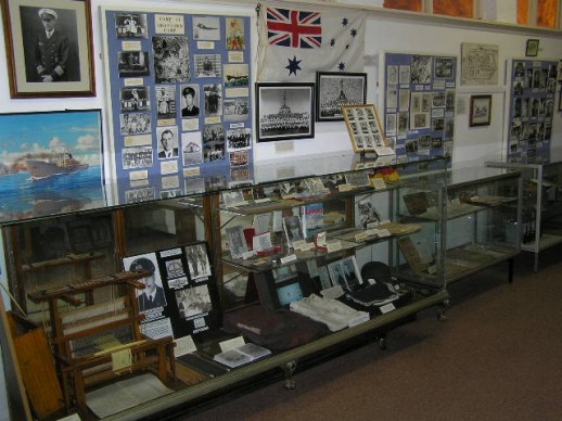 Exhibits at Tatura Museum including artefacts and photos from members of the crew of HSK Kormoran