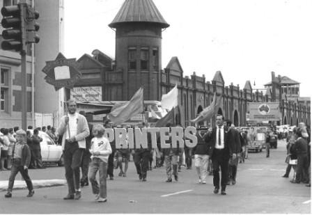 May Day march Sydney 1970s. Printers and Miscellaneous Workers