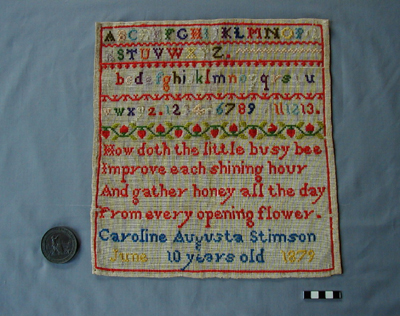 Sampler and Great Exhibition Bronze medallion