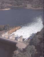 Blowering Dam on the Tumut River where the waters of the Murrumbidgee River are harnessed toirrigate the Riverina.