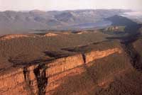 The dramatic escarpments and dense forests of the Grampians.