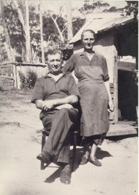 Leonilde and Giacomo in front of the old house.