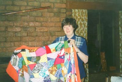 Simone with her quilt, 2001
