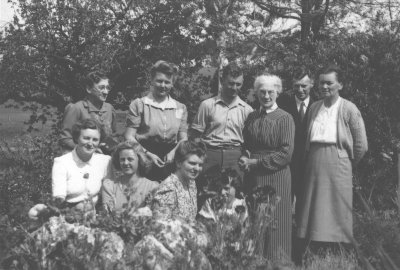 Matilda Pitt (3rd from right) and family members 1946