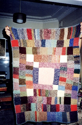 One of Clara's knitted rugs