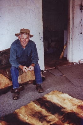 John Coman with the dingo rug, 2000