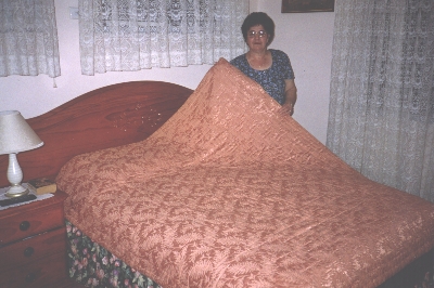 Christine with her quilt