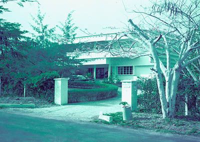 The house in Accra, Ghana depicted on the quilt second from the bottom on the right.